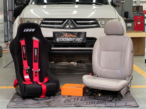 সম্পর্কে সর্বশেষ কোম্পানী কেস 2015 Mitsubishi Pajero 3.0L EDDY রেসিং সিট দিয়ে আপগ্রেড করা হয়েছে
