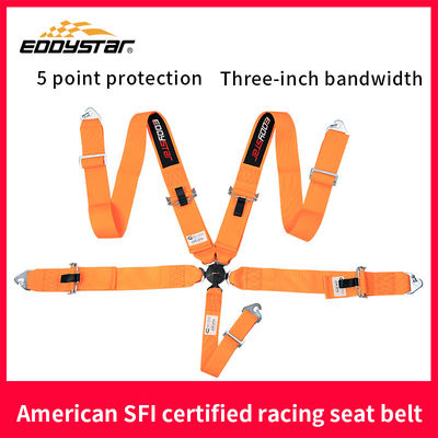 গুণ  EDDYSTAR Nylon Drift Car Racing Seat Belt Orange Color 5 Point Seat Belt কারখানা